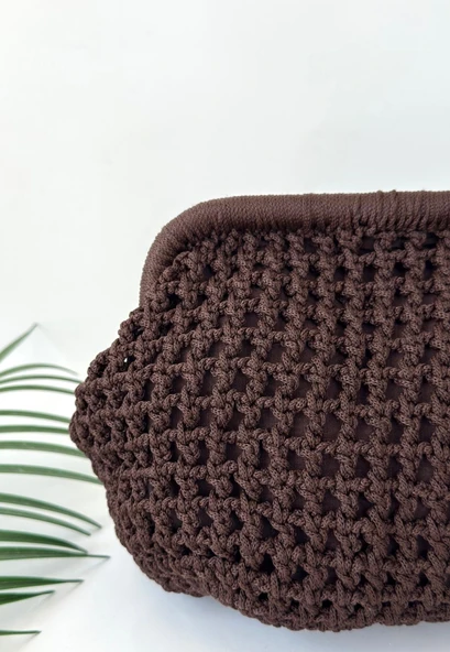 Froy Kahve Rengi  Örgü Çanta - Resim 2