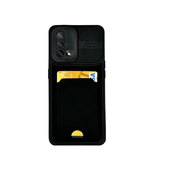 OPPO A74 KARTLIKLI SİLİKON KILIF SİYAH