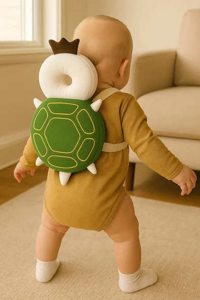 BEBEK BAŞ KORUMA YASTIĞI ÇANTASI KAPLUMBAĞA FİGÜRÜ ( 0 - 3 YAŞ ) - Resim 2