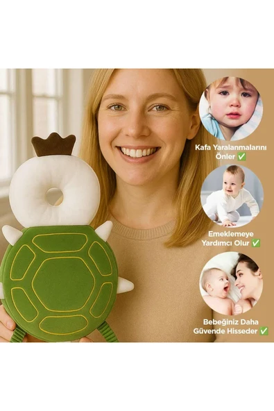 BEBEK BAŞ KORUMA YASTIĞI ÇANTASI KAPLUMBAĞA FİGÜRÜ ( 0 - 3 YAŞ ) ürün görseli