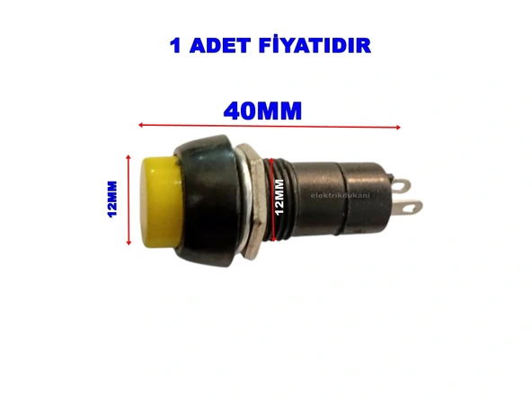 ENDER Plastik SARI Yuvarlak Yaylı Buton Anahtar 12mm