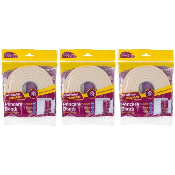GreenLeaves Süngerli Pencere Bandı 5 Metre (3 Lü Set) ürün görseli 1