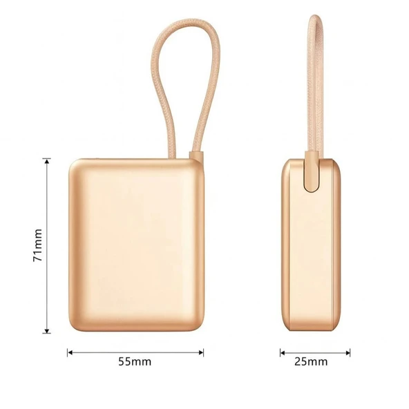 10.000mAh LCD Göstergeli Type-C Giriş & Çıkışlı 20W Dahili Type-C Kablolu Powerbank - 2