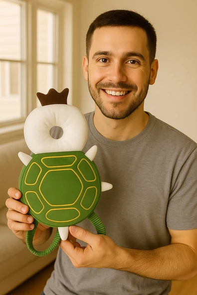 BEBEK BAŞ KORUMA YASTIĞI ÇANTASI KAPLUMBAĞA FİGÜRÜ ( 0 - 3 YAŞ ) - Resim 4