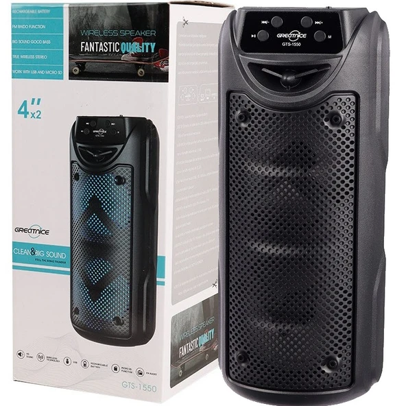 Gredtnice GTS-1550 Bluetooth RGB Hoparlör USB /TF kart /FM - Resim 2