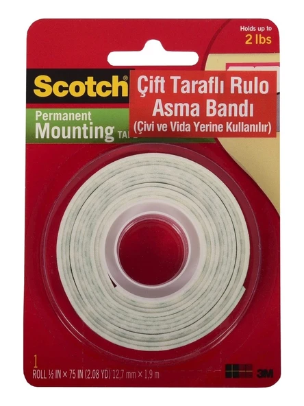 3M Scotch® Çift Taraflı Köpük Bant 12,7mm x 1,9m