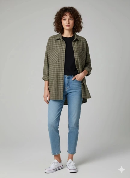 Çift cepli oduncu gömlek vizon ha1212789 ürün görseli