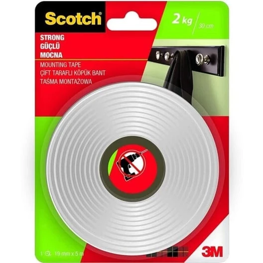 Scotch Güçlü Çift Taraflı Köpük Bant ( 19 mm x 5 M )