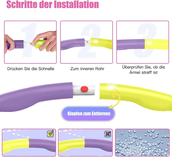 Egzersiz Çemberi 8 Parçalı Ayarlanabilir Ağırlıklı 1KG 72/85/95 cm Bel Bölgesi Spor Aleti - 3