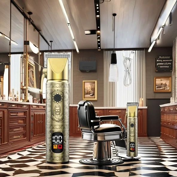 WA-2956 Profesyonel Şarjlı Saç,Sakal,Ense,Vücut Traş Kesme Makinesi / Ergonomik Tasarım, Uzun Pil Ömrü, LED Ekran - 4