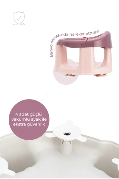 Babyjem Önden Açılır Banyo ve Mama Oturağı ve Minderi - 2 'Li Set Mürdüm - 7