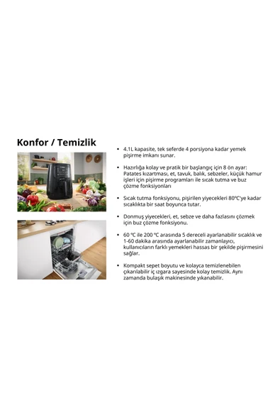 Bosch MAF240B0 Siyah Air Fryer Sıcak Hava Fritözü - 4