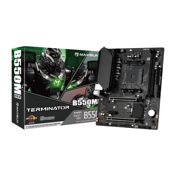 Maxsun Terminator B550M AM5 DDR4 3800 Mhz M.2 HDMI mAtx AMD Anakart