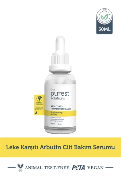 The Purest Solutions Arbutin Leke Giderici ve Cilt Tonu Eşitleyici Cilt Bakım Serumu 30 ml (Arbutin 2% + Hyaluronic Acid) ürün görseli