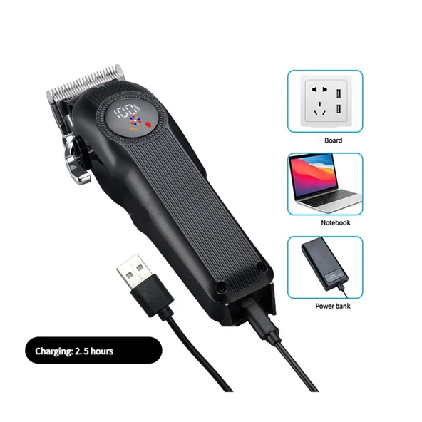 WA-0192 Profesyonel Şarjlı Saç,Sakal,Ense,Vücut Traş Kesme Makinesi / Ergonomik Tasarım, Uzun Pil Ömrü, LED Ekran - 2