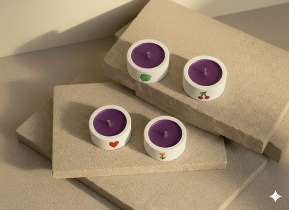 Lebron Böğürtlen Kokulu 10 GR 4'lüDoğal Soya Wax Tealıght Mum