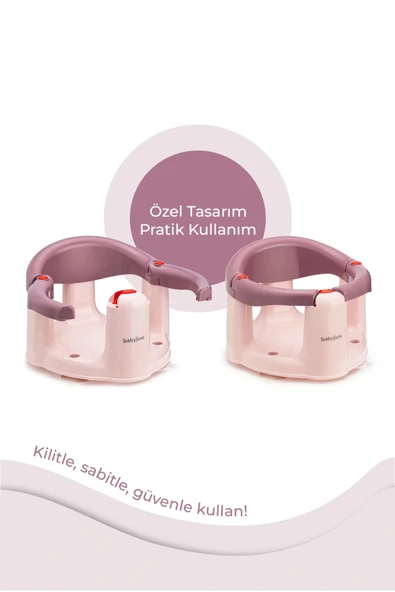 Babyjem Önden Açılır Banyo ve Mama Oturağı ve Minderi - 2 'Li Set Mürdüm - 6