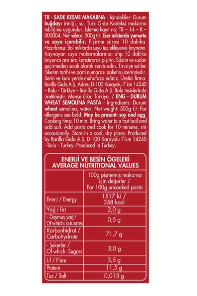 Filiz Fırın Makarna 500 gr X 3 Adet - Resim 2