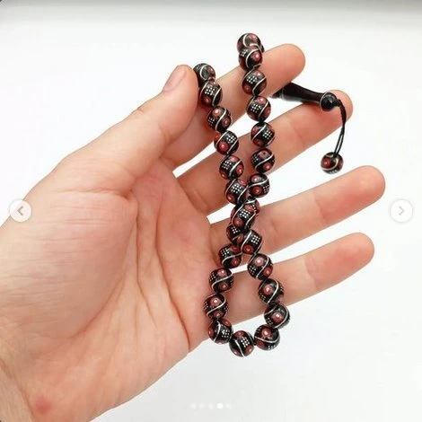 Beyzi Model Nokta ve Mercan İşlemeli Oltutaşı Tesbih st000150 - Resim 3