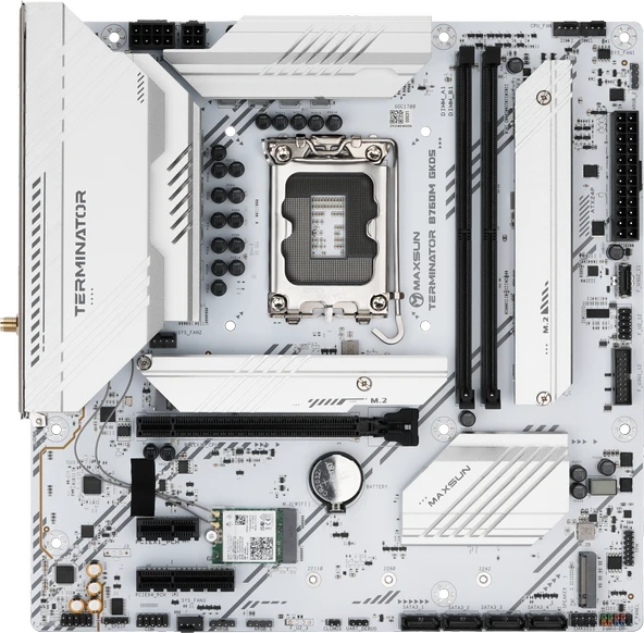 Maxsun Terminator B760M GKD5 ICE LGA1700 DDR5 7600 Mhz M.2 HDMI mAtx Intel Anakart Beyaz - 3