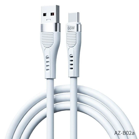 PDATeknoloji 66W Type-C Hızlı Şarj ve Data Kablosu 1.3m Beyaz AZ-B02a ürün görseli 1