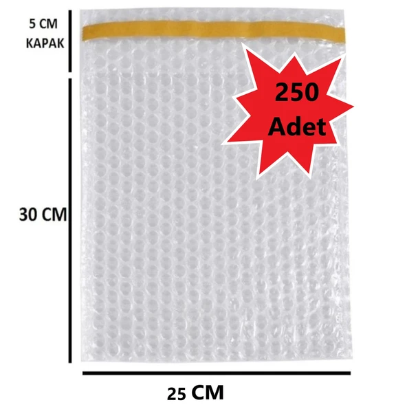 Balonlu Patpat Torba, Bantlı Baloncuklu Torba-Zarf 25Cm (En) X 30Cm (Boy) + 5Cm (Kapak) 250 Adet - Resim 3