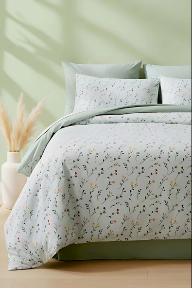 Rivaİstanbul Clara Yeşil Çift Kişilik Nevresim Takımı Pamuklu ürün görseli 1