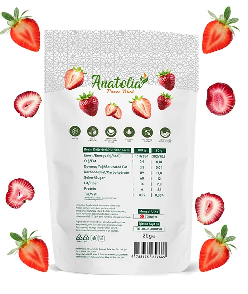 Anatolia Freeze Dried-Dondurularak Kurutulmuş Çilek-Freeze Dried Strawberry - Resim 2