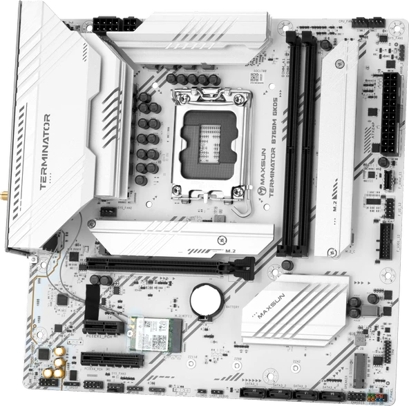 Maxsun Terminator B760M GKD5 ICE LGA1700 DDR5 7600 Mhz M.2 HDMI mAtx Intel Anakart Beyaz - 2
