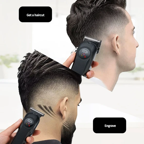 WA-0192 Profesyonel Şarjlı Saç,Sakal,Ense,Vücut Traş Kesme Makinesi / Ergonomik Tasarım, Uzun Pil Ömrü, LED Ekran - 4