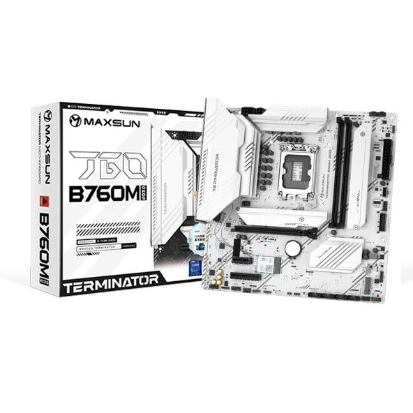 Maxsun Terminator B760M GKD5 ICE LGA1700 DDR5 7600 Mhz M.2 HDMI mAtx Intel Anakart Beyaz - 1