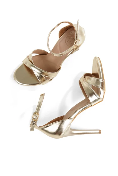 Altın Dore Rengi Abiye Ayakkabı Platform İnce Topuklu Bantlı Ayakkabı Pearl ürün görseli 1