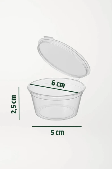 60 ml Kendinden Kapaklı Şeffaf Sosluk – Sızdırmaz, Sıcağa Dayanıklı, Tekrar Kullanılabilir 50’li Set - 7