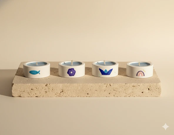 Lebron Okyanus Kokulu 10 GR 4'lü Doğal Soya Wax Tealıght Mum