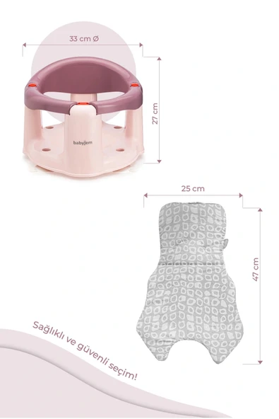 Babyjem Önden Açılır Banyo ve Mama Oturağı ve Minderi - 2 'Li Set Mürdüm - 5