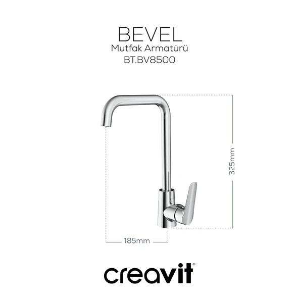 Bevel Mutfak Armatürü Krom - Resim 2