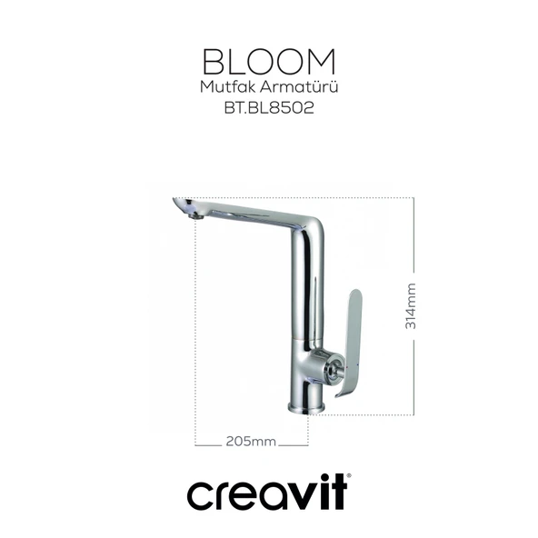 Bloom Mutfak Armatürü Krom - Resim 2