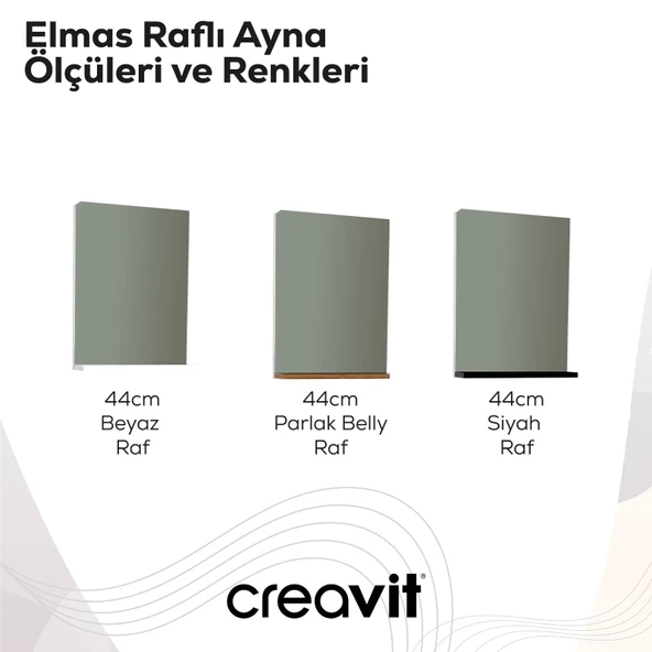 Elmas Ayna ve Etajer 45 cm Beyaz-Parlak Belly - Resim 3