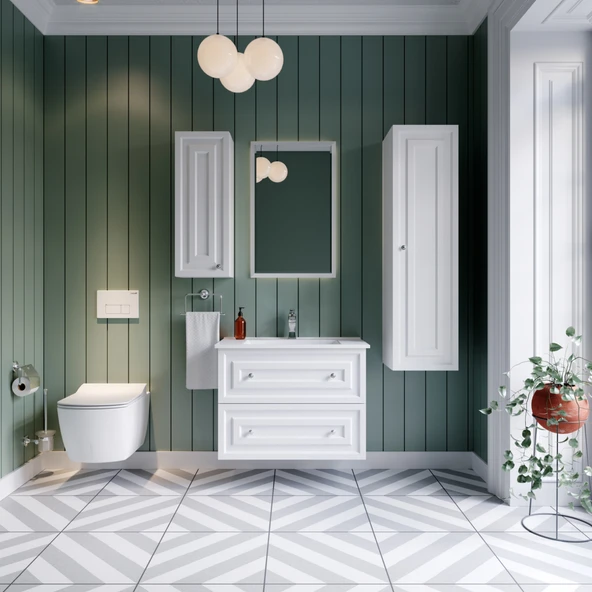 Kayra Lavabo Dolabı Çekmeceli 60cm Mat Beyaz ürün görseli 1