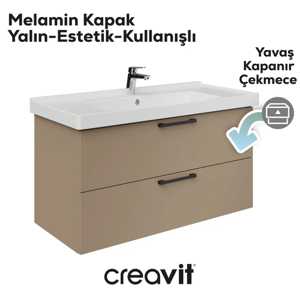 D20 100 Cm İki Çekmeceli Lavabo Dolabı Dafne Melamin Kapak (Demonte) - Resim 4