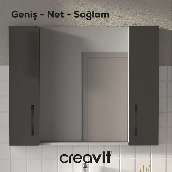 D10 45 cm Melamin Raflı Ayna Beyaz - Resim 4