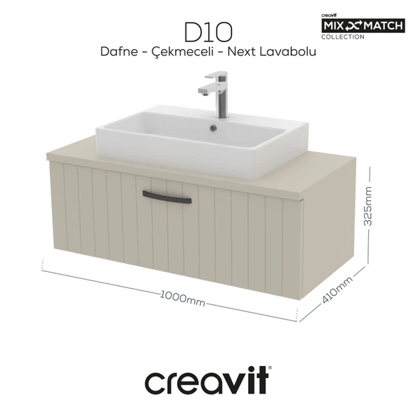 D10 Next Lavabo Dolabı Çekmeceli 100 cm Dafne Lake ürün görseli 1
