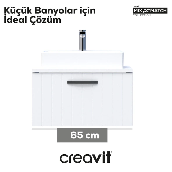 D10 Next Lavabo Dolabı Çekmeceli 65 cm Beyaz Lake - Resim 2