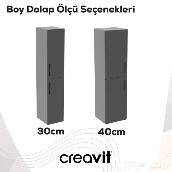 D10 40 cm Sağ Boy Dolabı Gri Melamin Gövde, Antrasit Kapak - Resim 3