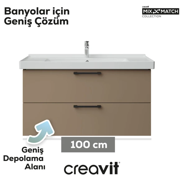 D20 100 Cm İki Çekmeceli Lavabo Dolabı Dafne Melamin Kapak (Demonte) - Resim 6