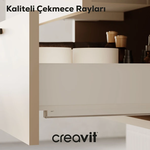 D20 100 Cm İki Çekmeceli Lavabo Dolabı Dafne Melamin Kapak (Demonte) - Resim 5