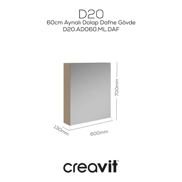 D20 60 Cm Melamin Aynalı Dolap Dafne - 2