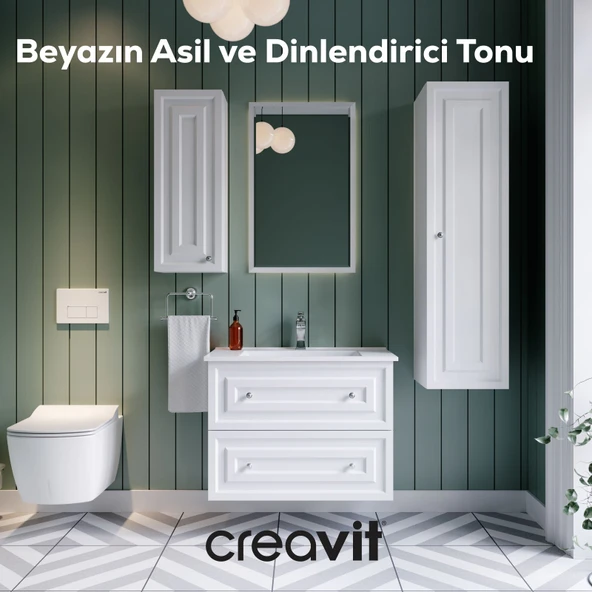 Kayra Lavabo Dolabı Çekmeceli 80cm Mat Beyaz - Resim 2