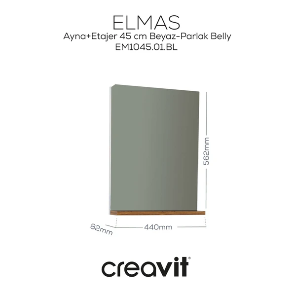 Elmas Ayna ve Etajer 45 cm Beyaz-Parlak Belly ürün görseli 1