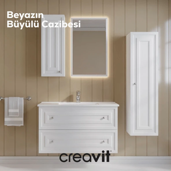 Kayra Mat Beyaz Lavabo Dolabı Çekmeceli 100cm - Resim 2